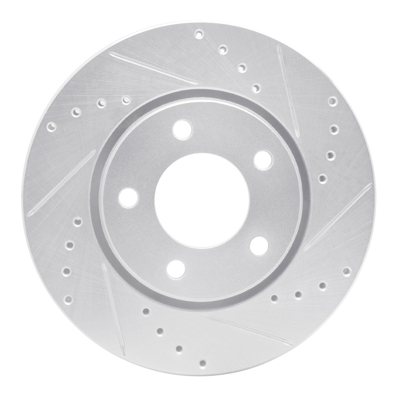 Chrysler Voyager Brake Rotor (1) - Front Right - R1 Concepts - Drilled & Slotted - Silver - `01-`07